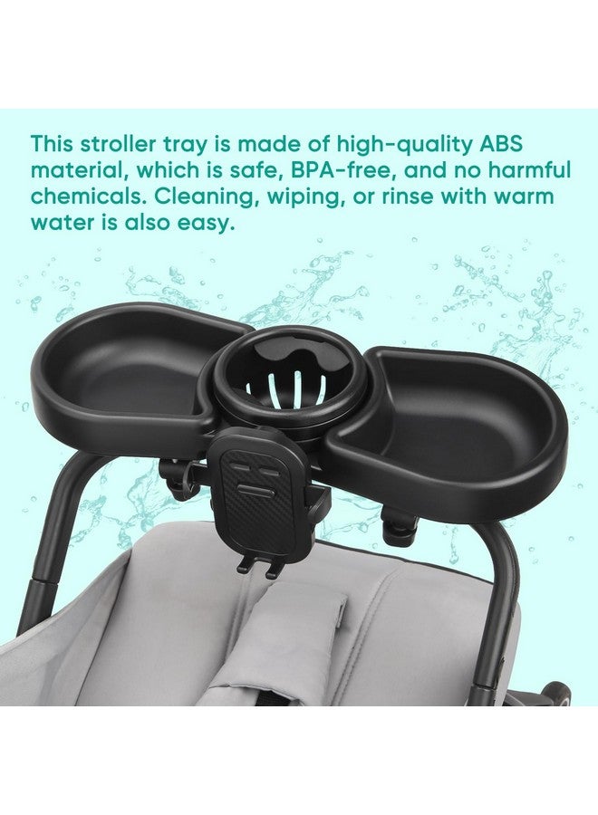 Mypin Universal Stroller Snack Tray, 4 in 1 Stroller Tray Attachment with Cups Phone Holder for Baby Toddler Stroller, 360° Rotation Universal Stroller Tray Compatible with Uppababy, Baby Jogger, etc - Image 2