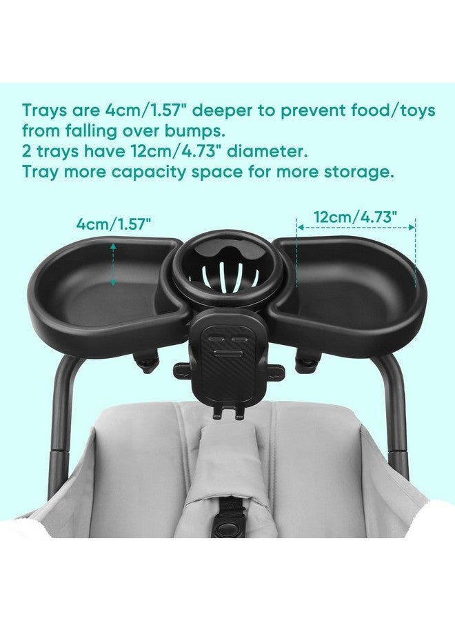 Mypin Universal Stroller Snack Tray, 4 in 1 Stroller Tray Attachment with Cups Phone Holder for Baby Toddler Stroller, 360° Rotation Universal Stroller Tray Compatible with Uppababy, Baby Jogger, etc - Image 5
