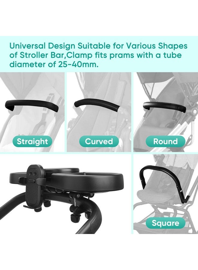 Mypin Universal Stroller Snack Tray, 4 in 1 Stroller Tray Attachment with Cups Phone Holder for Baby Toddler Stroller, 360° Rotation Universal Stroller Tray Compatible with Uppababy, Baby Jogger, etc - Image 3