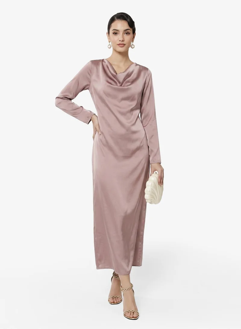 Khizana Satin Cowl Midi Dress