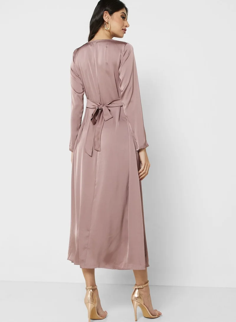 Khizana Satin Cowl Midi Dress