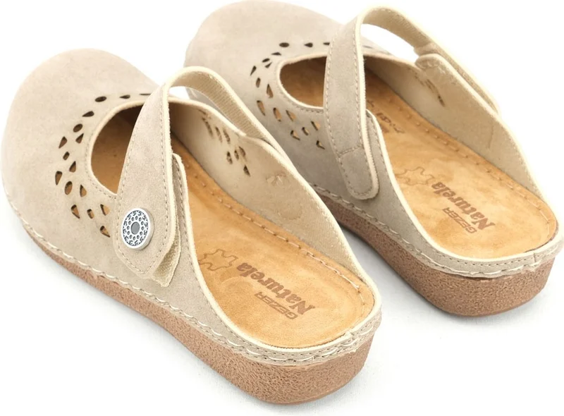 Gezer Summer Women's Inner Sole Leather Velcro Slippers