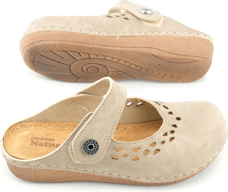 Gezer Summer Women's Inner Sole Leather Velcro Slippers