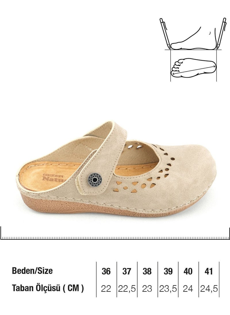 Gezer Summer Women's Inner Sole Leather Velcro Slippers  - Image 1
