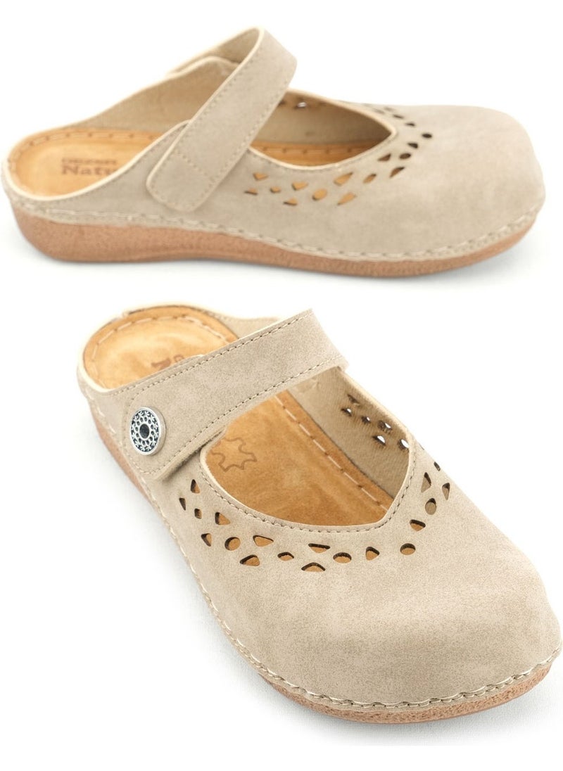 Gezer Summer Women's Inner Sole Leather Velcro Slippers  - Image 2