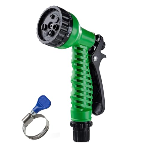 Cinagro Garden Hose 7 Pattern High Pressure Garden Hose Nozzle Spray Gun, Pressure Control Valve, 360° Adjustable & Leak Proof, Gardening Washing Water Spray for Plants (with 1 Clamp) - Image 1
