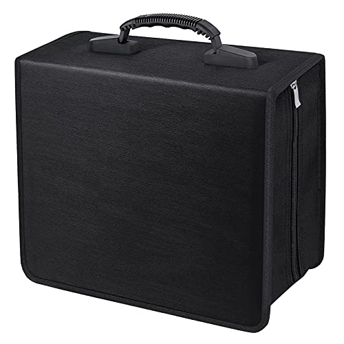 Siveit CD/DVD Binder, CD DVD Case Holder Binder 400 Capacity CD/DVD Wallet Storage Booklet Album Box (White binder, Black) - Image 1