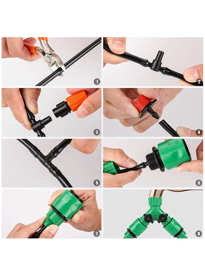 Automatic Garden Irrigation System - 164FT Drip Irrigation Kit with 200 Pack 1/4" Blank Distribution Tubing for Efficient Watering in Gardens, Patios, Greenhouses, Flower Beds, and Lawns.