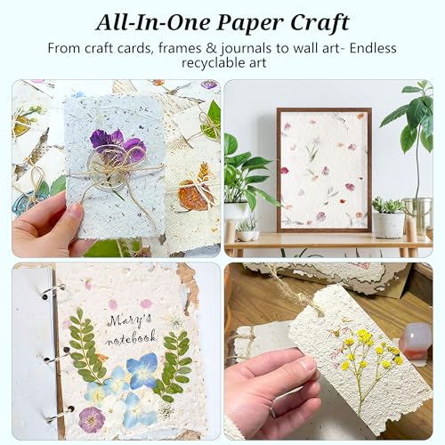 Aboofx Paper Making Kit, A5 & A6 Size Paper Making Screen Frame Kit, Wooden Mold and Deckle with Mesh, Absorbent Papers, Sponge and Confetti, DIY Handmade Papers Making Supplies Gift for Craft Lovers - Image 3