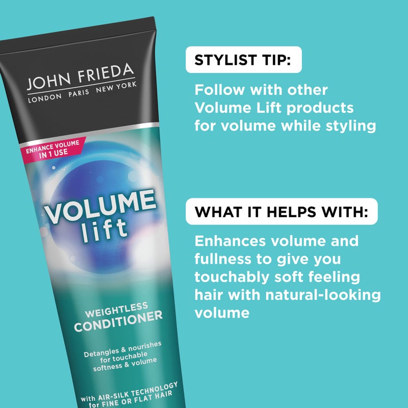 John Frieda Volume Lift Weightless Conditioner, Lightweight Volumizing Conditioner with Air-Silk Technology for Fine or Flat Hair, Adds Natural Fullness, Safe for Color-Treated Hair, 8.45 Oz - Image 3