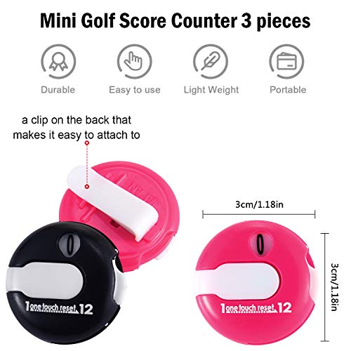 Weewooday 2 Pieces Golf Score Counter Golf Stroke Counter Golf Counter Clicker with One Touch Reset for Golf Game Scorekeeper Outdoor Activities Sport (Black and Red) - Image 2