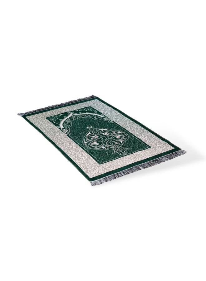 سندس سجادة صلاة قطن طبيعي مع علبة سفر أنيقة خفيفة الوزن، و مسبحه، مثالية للمنزل والسفر وهدية راقية مميزة بلون اخضر - Image 2