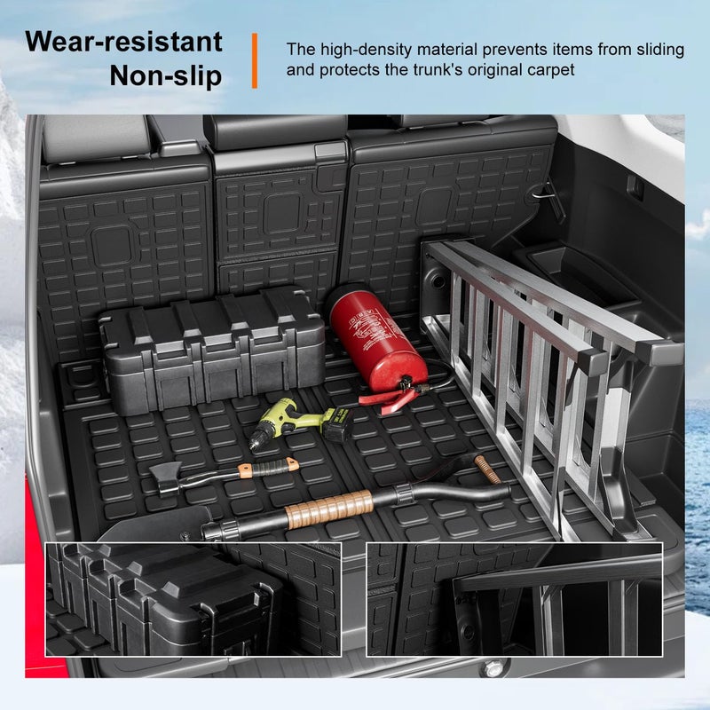 powoq Cargo Mat Compatible with 2010-2024 Toyota 4Runner Trunk Mat Replacement for 2010-2024 Toyota 4Runner Accessories 5 Seater-No 3rd seat (Fit W/Sliding Tray, Rear Backrest Mats+Rear Trunk Mat) - Image 4