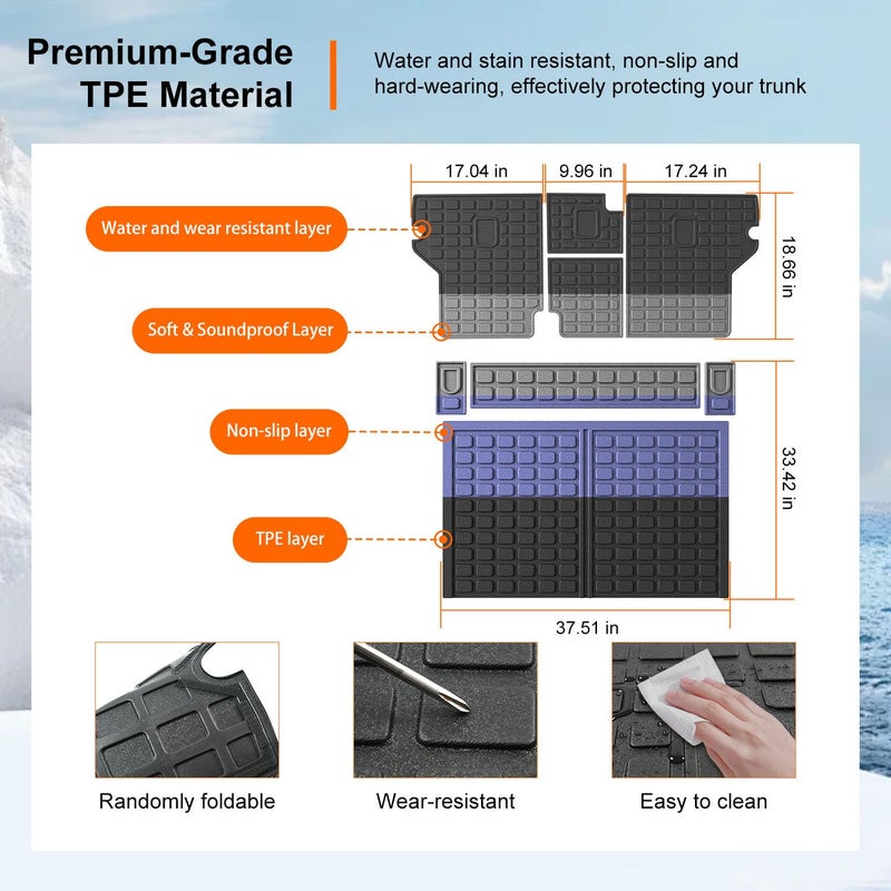 powoq Cargo Mat Compatible with 2010-2024 Toyota 4Runner Trunk Mat Replacement for 2010-2024 Toyota 4Runner Accessories 5 Seater-No 3rd seat (Fit W/Sliding Tray, Rear Backrest Mats+Rear Trunk Mat) - Image 5