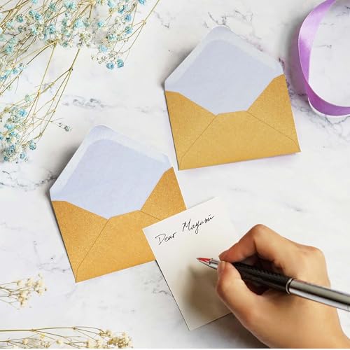 MATICAN Gift Card Envelopes - 100-Count Mini Envelopes, Paper Business Card Envelopes, Bulk Tiny Envelope Pockets for Small Note Cards, Gold, 4 x 2.7 Inches - Image 2
