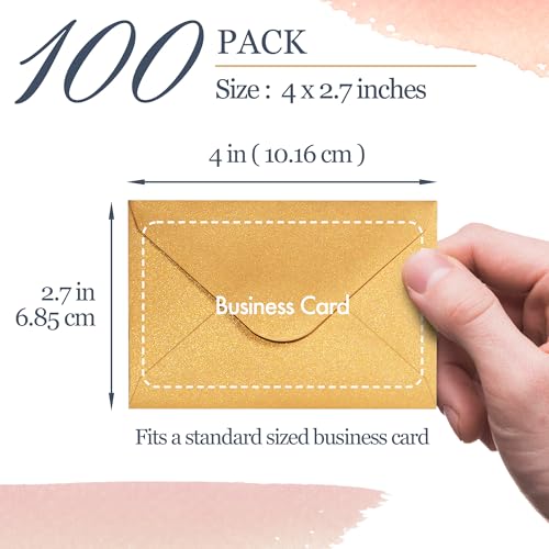MATICAN Gift Card Envelopes - 100-Count Mini Envelopes, Paper Business Card Envelopes, Bulk Tiny Envelope Pockets for Small Note Cards, Gold, 4 x 2.7 Inches - Image 4