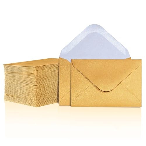 MATICAN Gift Card Envelopes - 100-Count Mini Envelopes, Paper Business Card Envelopes, Bulk Tiny Envelope Pockets for Small Note Cards, Gold, 4 x 2.7 Inches - Image 1