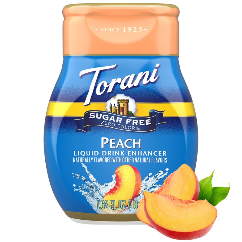 Torani Sugar Free Peach Liquid Drink Enhancer, Water Flavoring 2-Pack, 1.62 Oz Ea - Image 2