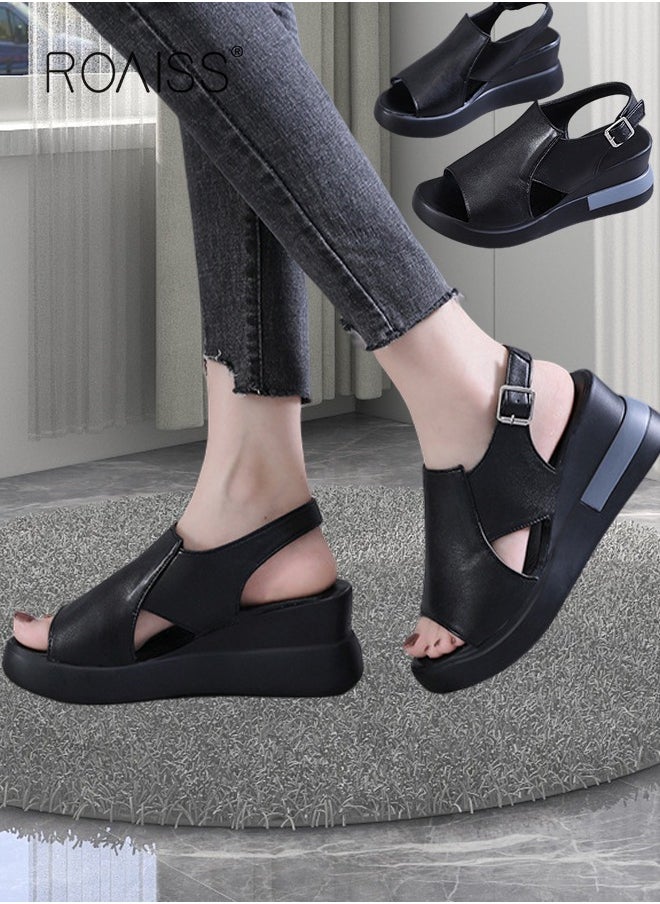 Thick Bottom Wedge Sandals Women's New Summer High-Heeled Fish Mouth Women's Shoes Soft Leather Buckle Open Toe Raised Platform Shoes - pzsku/ZB32809C6C43325CF3C66Z/45/_/1696731139/54bca113-58c3-489c-93ee-979bc9fb6088