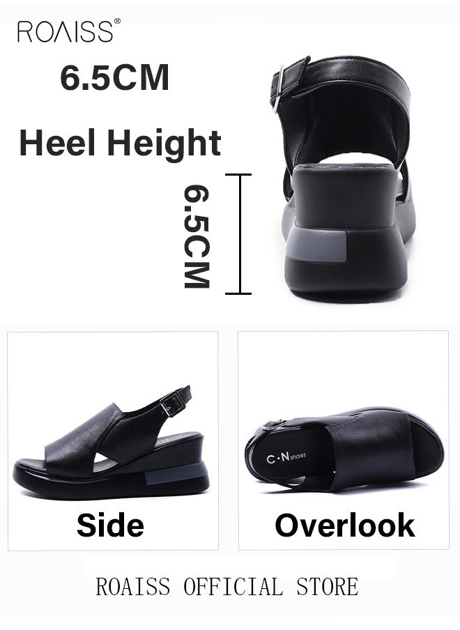 Thick Bottom Wedge Sandals Women's New Summer High-Heeled Fish Mouth Women's Shoes Soft Leather Buckle Open Toe Raised Platform Shoes - pzsku/ZB32809C6C43325CF3C66Z/45/_/1696731142/c1b0dadb-50bd-40c6-bcb8-b5824b3f031a