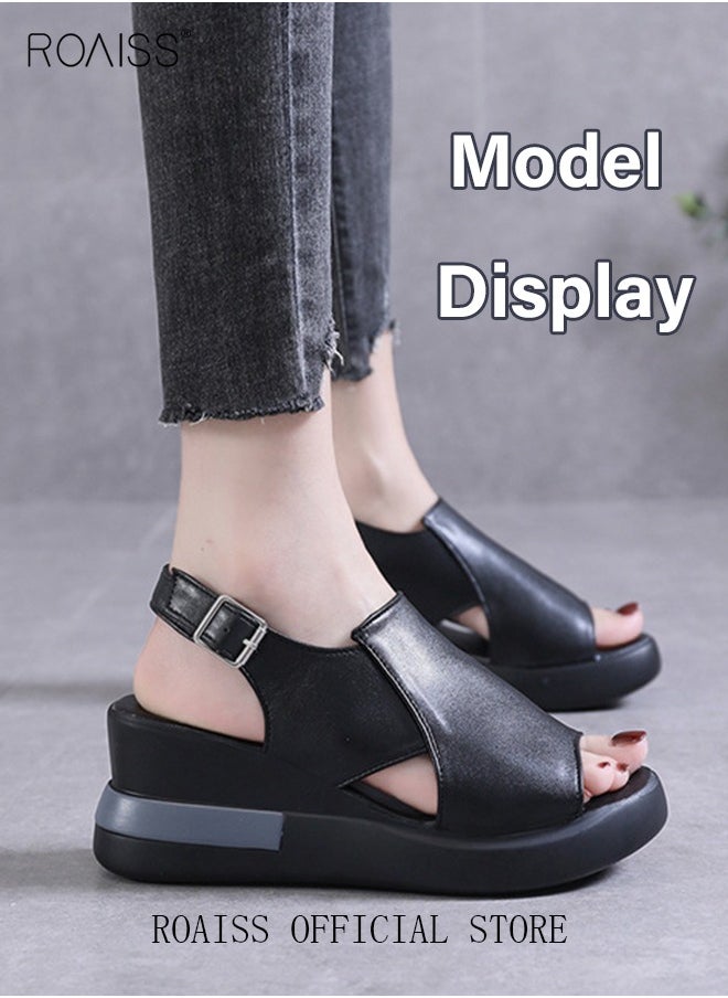 Thick Bottom Wedge Sandals Women's New Summer High-Heeled Fish Mouth Women's Shoes Soft Leather Buckle Open Toe Raised Platform Shoes - pzsku/ZB32809C6C43325CF3C66Z/45/_/1696731143/b59a3aa9-1861-48c6-a130-103a091c6358