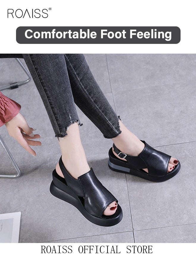 Thick Bottom Wedge Sandals Women's New Summer High-Heeled Fish Mouth Women's Shoes Soft Leather Buckle Open Toe Raised Platform Shoes - pzsku/ZB32809C6C43325CF3C66Z/45/_/1696731144/3535e5cb-d837-44a1-a0be-ced1aefd251a