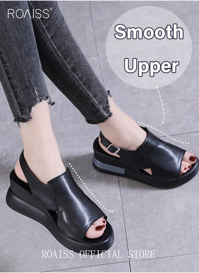 Thick Bottom Wedge Sandals Women's New Summer High-Heeled Fish Mouth Women's Shoes Soft Leather Buckle Open Toe Raised Platform Shoes - pzsku/ZB32809C6C43325CF3C66Z/45/_/1696731149/d1a9787b-9886-4662-885e-ca5362de3513