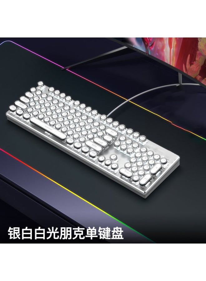 Retro Punk Mechanical Keyboard And Mouse Set Desktop Computer Notebook Game E-sports Dedicated Girls Office No
