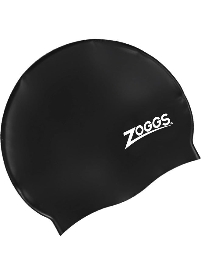ZOGGS Zoggs Silicone Swim Cap, One Size, Black  - Image 1