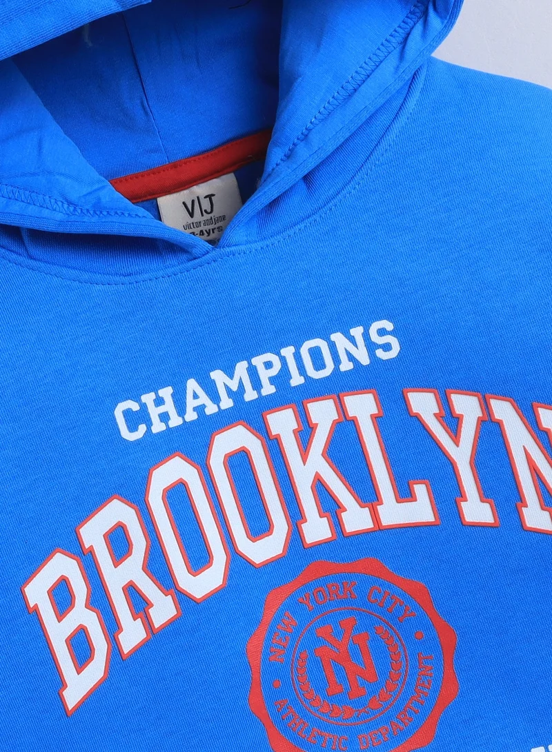 victor and jane Boys' Blue Brooklyn College Hoodie