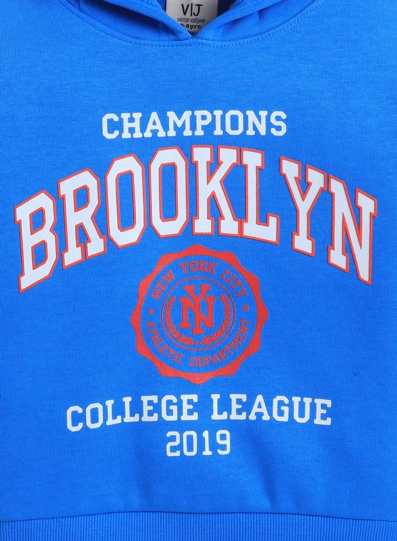 victor and jane Boys' Blue Brooklyn College Hoodie