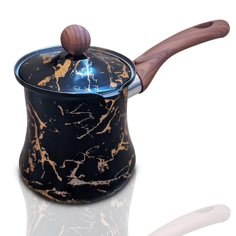 Sukkar Pasha 186 oz Turkish Coffee Pot  Ibrik for Flavorful Turkish and Arabic Coffee  HeavyDuty Stainless Steel With Lid 