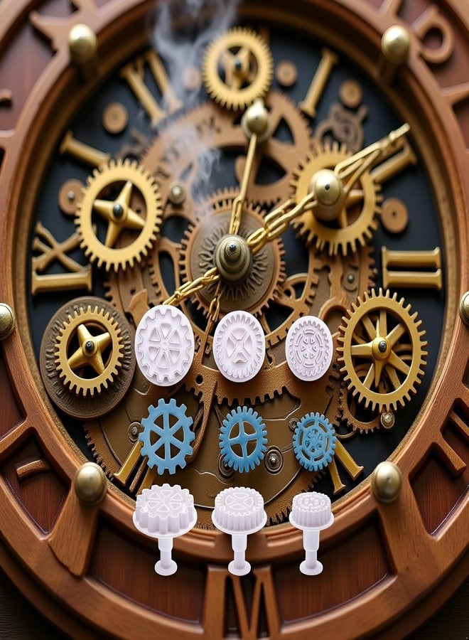 aoukoslt 3Pcs Gear Cookie Cutters, Steampunk Cogs Plunger Mold, 3D Gear Cookie Stamp Mold, Clock Wheel Biscuits Fondant Molds for Cake Cookie food Decoration Cookie Cutters Baking Tools - Image 5