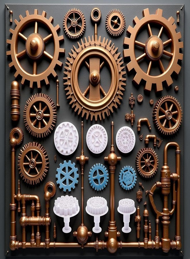 aoukoslt 3Pcs Gear Cookie Cutters, Steampunk Cogs Plunger Mold, 3D Gear Cookie Stamp Mold, Clock Wheel Biscuits Fondant Molds for Cake Cookie food Decoration Cookie Cutters Baking Tools - Image 4