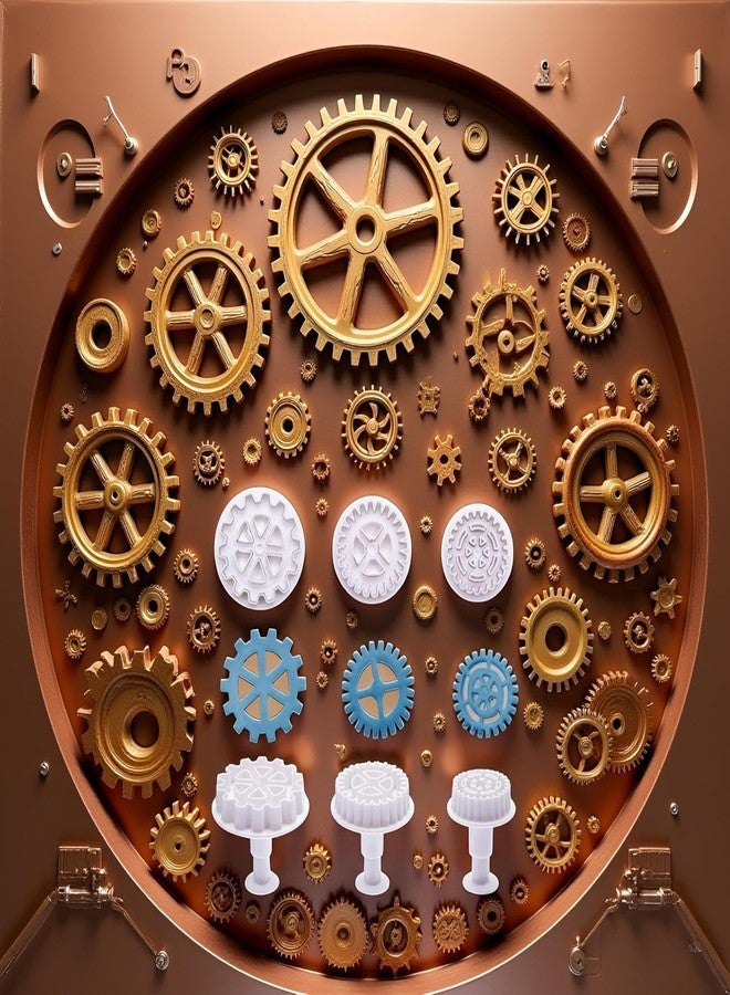 aoukoslt 3Pcs Gear Cookie Cutters, Steampunk Cogs Plunger Mold, 3D Gear Cookie Stamp Mold, Clock Wheel Biscuits Fondant Molds for Cake Cookie food Decoration Cookie Cutters Baking Tools - Image 3
