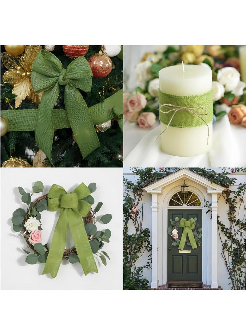 SYOSI 2 Rolls Burlap Fabric Craft Ribbon, Burlap Roll Ribbon, Natural Jute Fabric Crafts Ribbon for Wedding Gifts Burlap Fabric DIY Packing Vintage Wedding Party Decoration, Colorful Satin Ribbon (5m*6cm) - Image 2