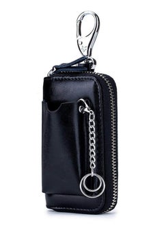 Generic Car key Case, Leather Car Smart Key Fob Case, Portable Car Key Organizer Case, Keyring Zipper Bag, with Keychain,  for Men and Women  - Image 1
