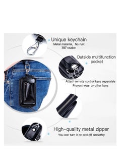 Generic Car key Case, Leather Car Smart Key Fob Case, Portable Car Key Organizer Case, Keyring Zipper Bag, with Keychain,  for Men and Women  - Image 3