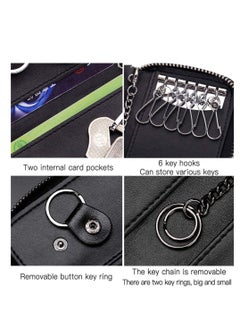 Generic Car key Case, Leather Car Smart Key Fob Case, Portable Car Key Organizer Case, Keyring Zipper Bag, with Keychain,  for Men and Women  - Image 5