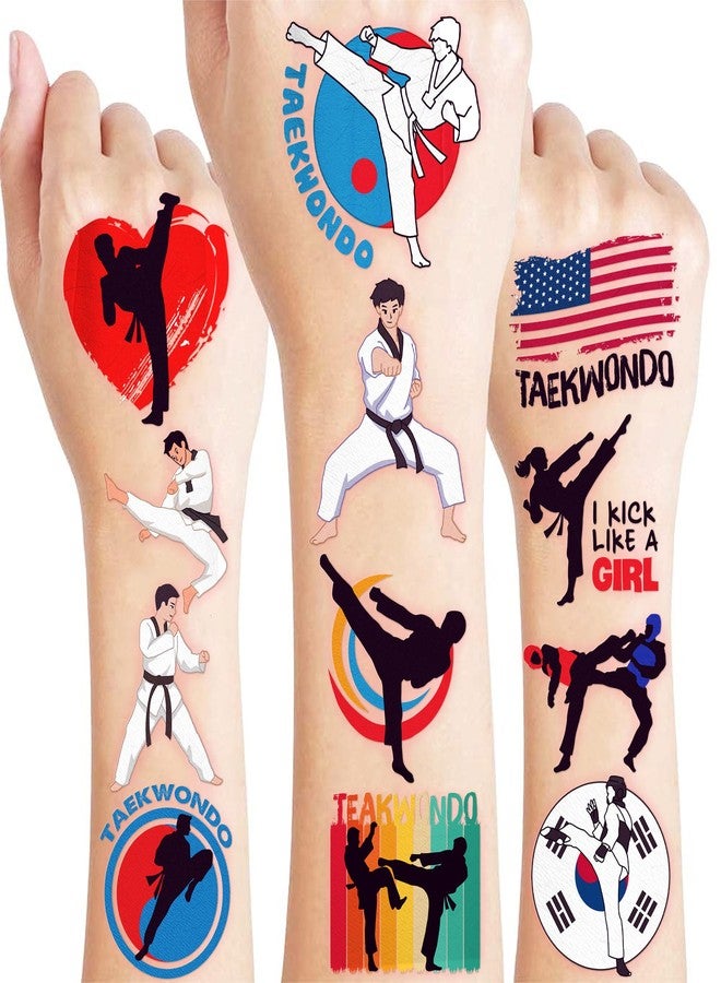 91TATTOOS 96 PCS Funny Taekwondo Pre-Cut Temporary Tattoos for Kids - Image 1