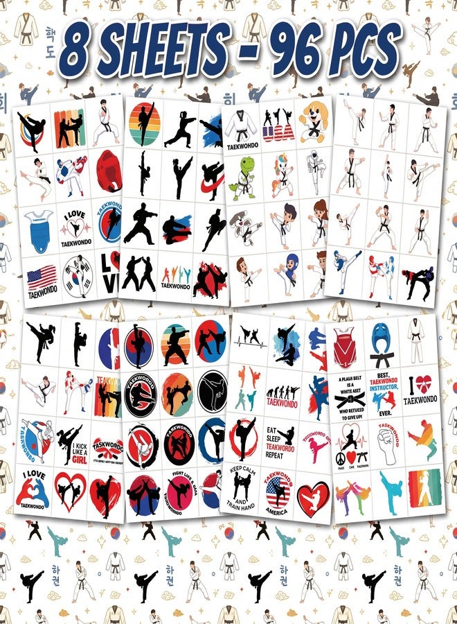 91TATTOOS 96 PCS Funny Taekwondo Pre-Cut Temporary Tattoos for Kids - Image 3