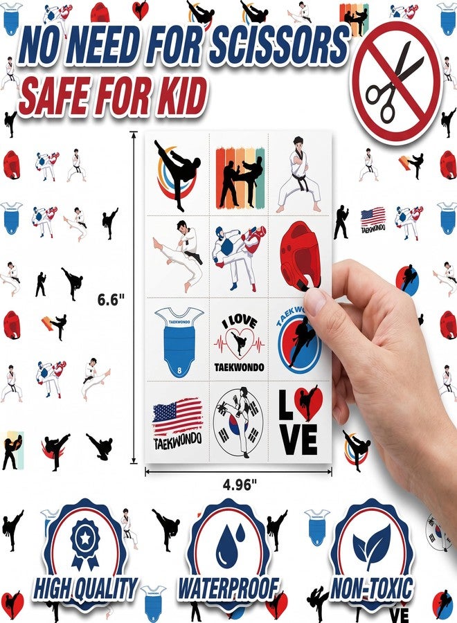 91TATTOOS 96 PCS Funny Taekwondo Pre-Cut Temporary Tattoos for Kids - Image 5