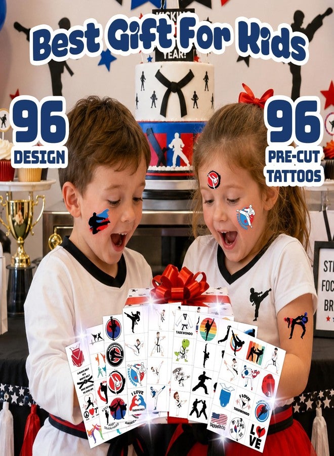 91TATTOOS 96 PCS Funny Taekwondo Pre-Cut Temporary Tattoos for Kids - Image 4