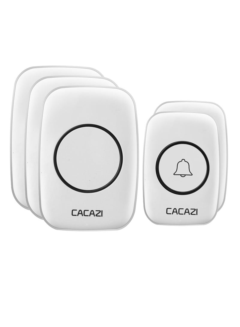 CACAZI Wireless Doorbell, Waterproof Long Distance Household Doorbell, Easy To Install Loud Music Cordless Doorbell, Door Chime With LED Indicator For Home, (1pc, White, Two To Three) - Image 1