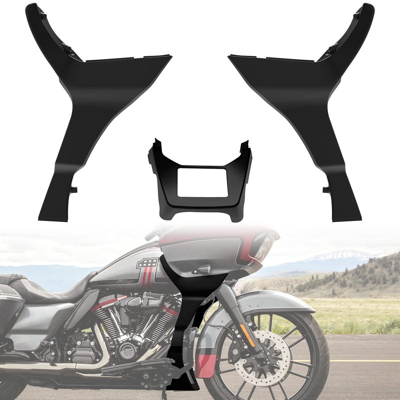 غطاء جناح جانبي أسود VEISUTOR لسيارة Road Glide 1723 مع غطاء جناح جانبي لامع أسود مع مجموعة غطاء جناح ممتد تناسب Harley Road Glide 20172023