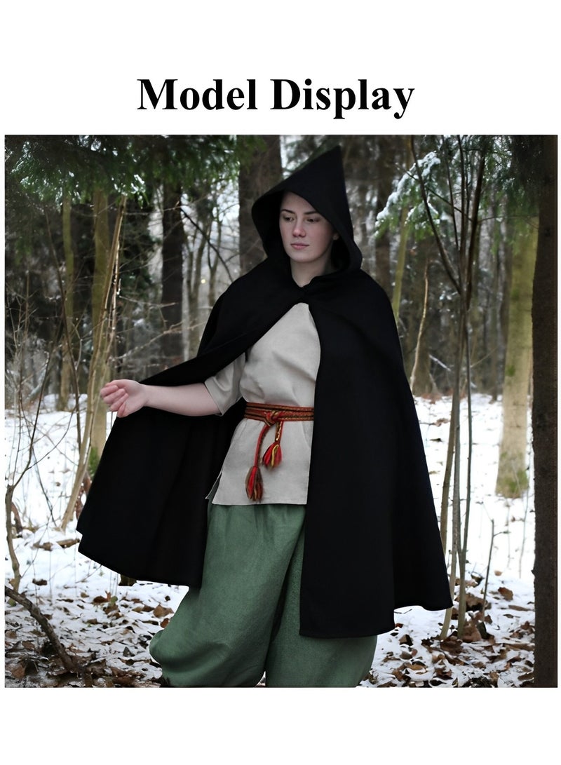 Halamodo عباءة رداء بقلنسوة للرجال، زي تنكري رائع بطول كامل، عباءة بقلنسوة، عباءة للحفلات التنكرية - Image 2