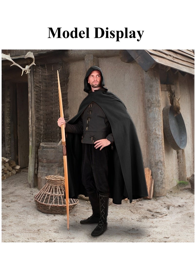 Halamodo عباءة رداء بقلنسوة للرجال، زي تنكري رائع بطول كامل، عباءة بقلنسوة، عباءة للحفلات التنكرية - Image 4