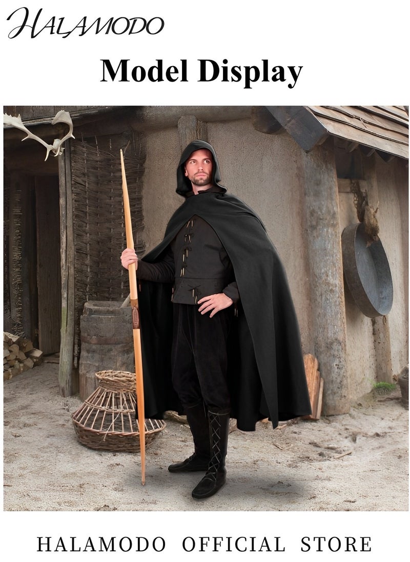 HALAMODO - Men's Star Wars Cape Hooded Robe Cloak Knight Fancy Cool Cosplay Costume Full Length Hooded Cloak Cosplay Party Cloak - Image 1