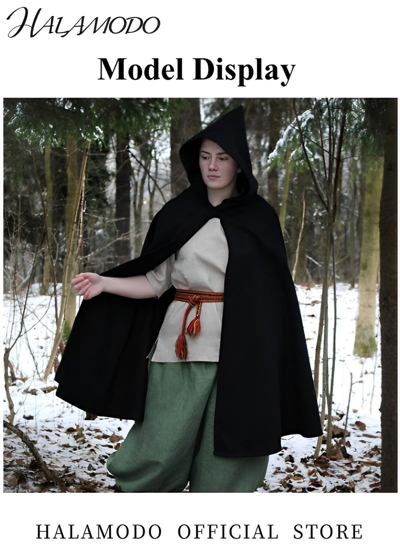 HALAMODO - Men's Star Wars Cape Hooded Robe Cloak Knight Fancy Cool Cosplay Costume Full Length Hooded Cloak Cosplay Party Cloak - Image 1