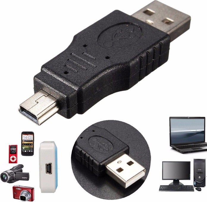 5 Pin USB Male to USB Male - Mini USB Converter